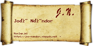 Joó Nándor névjegykártya